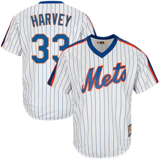 Men's Majestic New York Mets 33 Matt Harvey Replica White Cooperstown MLB Jersey