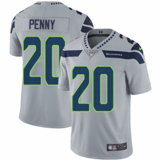 Youth Nike Seattle Seahawks 20 Rashaad Penny Grey Alternate Vapor Untouchable Limited Player NFL Jersey