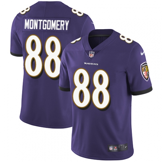 Men's Nike Baltimore Ravens 88 Ty Montgomery Purple Team Color Vapor Untouchable Limited Player NFL Jersey