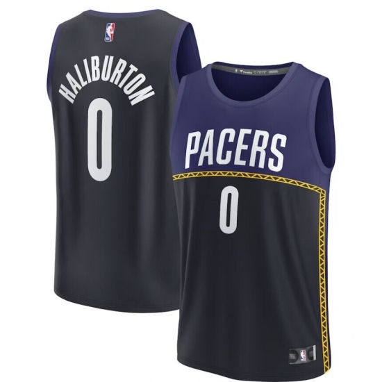 Men's Indiana Pacers 0 Tyrese Haliburton Break 2022-23 Fanatics Branded Jersey