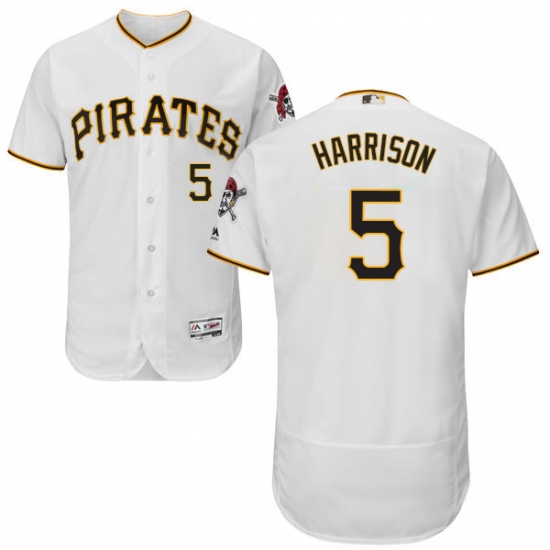 Men's Majestic Pittsburgh Pirates 5 Josh Harrison White Home Flex Base Authentic Collection MLB Jersey