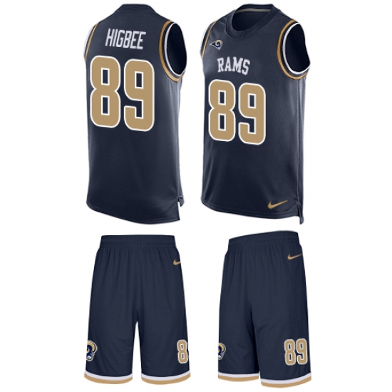 Men's Nike Los Angeles Rams 89 Tyler Higbee Limited Navy Blue Tank Top Suit NFL Jersey