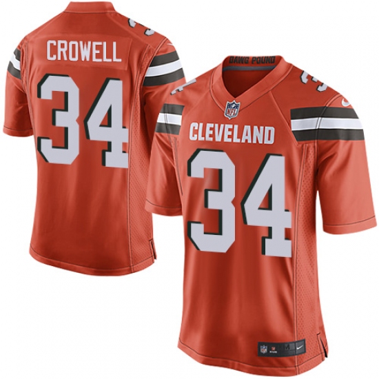 Men's Nike Cleveland Browns 34 Isaiah Crowell Game Orange Alternate NFL Jersey