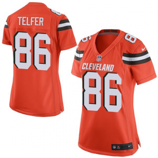 Women's Nike Cleveland Browns 86 Randall Telfer Game Orange Alternate NFL Jersey