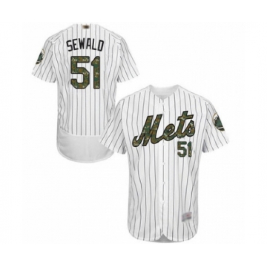 Men's New York Mets 51 Paul Sewald Authentic White 2016 Memorial Day Fashion Flex Base Baseball Player Jersey