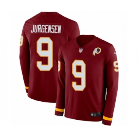 Youth Nike Washington Redskins 9 Sonny Jurgensen Limited Burgundy Therma Long Sleeve NFL Jersey