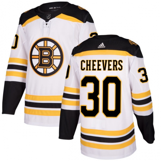 Women's Adidas Boston Bruins 30 Gerry Cheevers Authentic White Away NHL Jersey