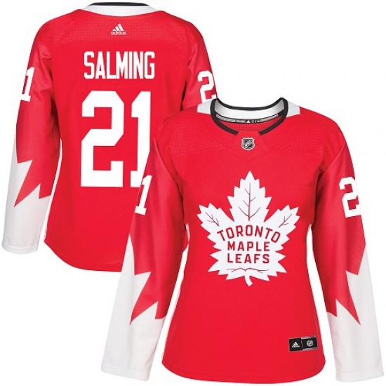 Women's Adidas Toronto Maple Leafs 21 Borje Salming Authentic Red Alternate NHL Jersey