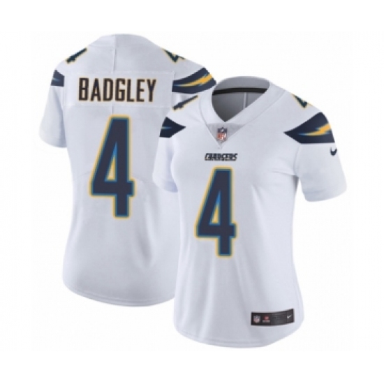 Women's Nike Los Angeles Chargers 4 Michael Badgley White Vapor Untouchable Limited Player NFL Jersey