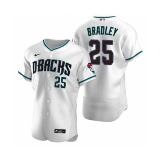 Men's Arizona Diamondbacks 25 Archie Bradley Nike White Teal Authentic 2020 Alternate Jersey