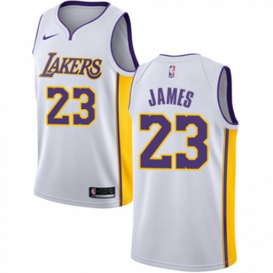 Youth Nike Los Angeles Lakers 23 LeBron James Swingman White NBA Jersey - Association Edition