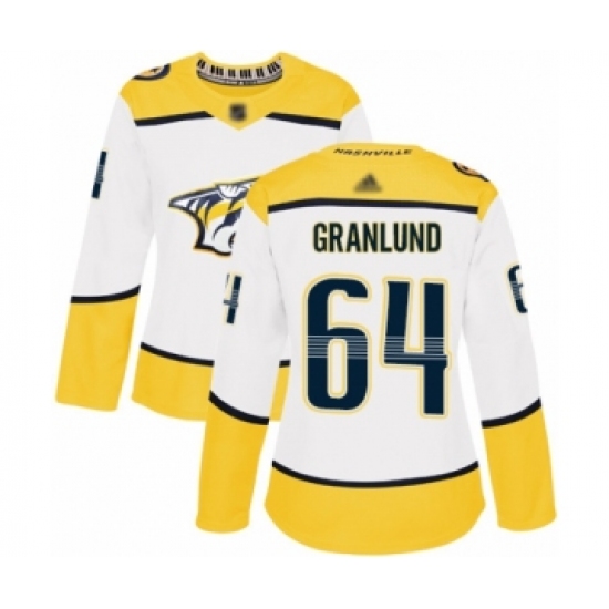 Women's Nashville Predators 64 Mikael Granlund Authentic White Away Hockey Jersey