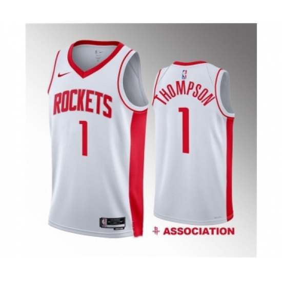 Men's Houston Rockets 1 Amen Thompson White 2023 Draft Association Edition Stitched Basketball Jersey