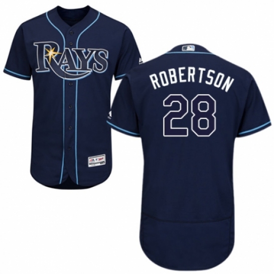 Men's Majestic Tampa Bay Rays 28 Daniel Robertson Navy Blue Alternate Flex Base Authentic Collection MLB Jersey