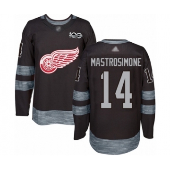 Men's Detroit Red Wings 14 Robert Mastrosimone Authentic Black 1917-2017 100th Anniversary Hockey Jersey