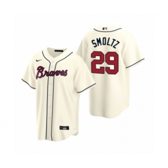 Youth Atlanta Braves 29 John Smoltz Nike Cream 2020 Replica Alternate Jersey