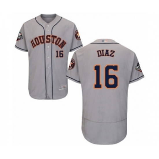 Men's Houston Astros 16 Aledmys Diaz Grey Road Flex Base Authentic Collection 2019 World Series Bound Baseball Jersey