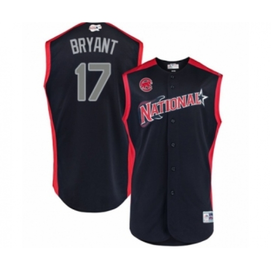 Men's Chicago Cubs 17 Kris Bryant Authentic Navy Blue National League 2019 Baseball All-Star Jersey