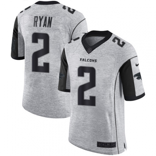 Men's Nike Atlanta Falcons 2 Matt Ryan Limited Gray Gridiron II NFL Jersey