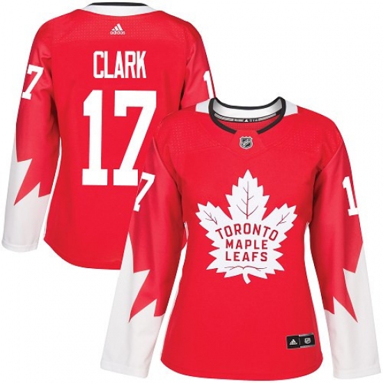 Women's Adidas Toronto Maple Leafs 17 Wendel Clark Authentic Red Alternate NHL Jersey