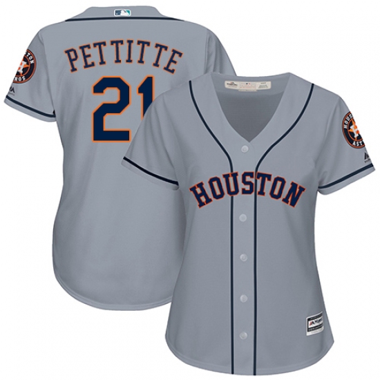 Women's Majestic Houston Astros 21 Andy Pettitte Authentic Grey Road Cool Base MLB Jersey