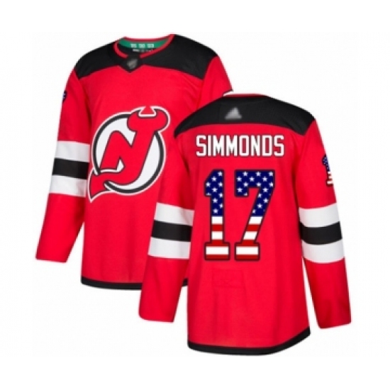 Men's New Jersey Devils 17 Wayne Simmonds Authentic Red USA Flag Fashion Hockey Jersey