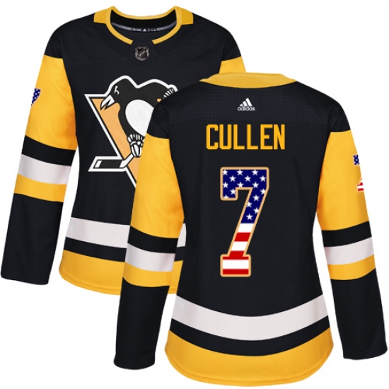 Women's Adidas Pittsburgh Penguins 7 Matt Cullen Authentic Black USA Flag Fashion NHL Jersey