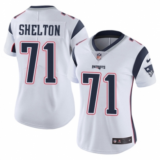 Women's Nike New England Patriots 71 Danny Shelton White Vapor Untouchable Limited Player NFL Jersey