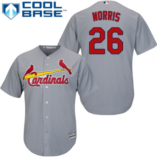 Men's Majestic St. Louis Cardinals 26 Bud Norris Replica Grey Road Cool Base MLB Jersey