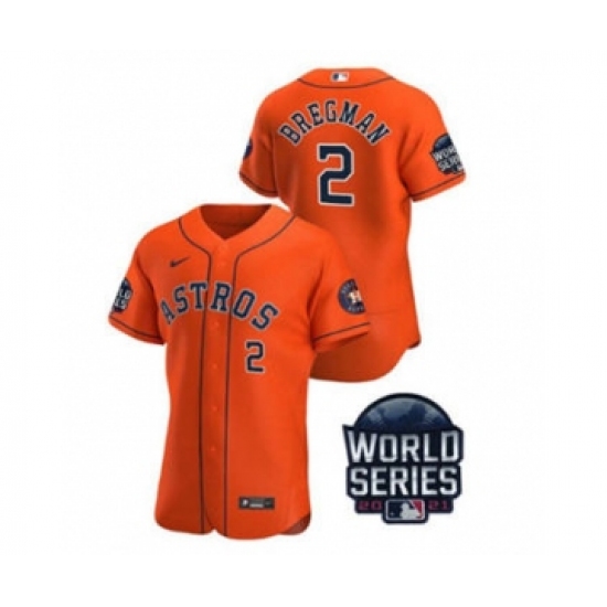 Men's Houston Astros 2 Alex Bregman 2021 Orange World Series Flex Base Stitched Baseball Jersey