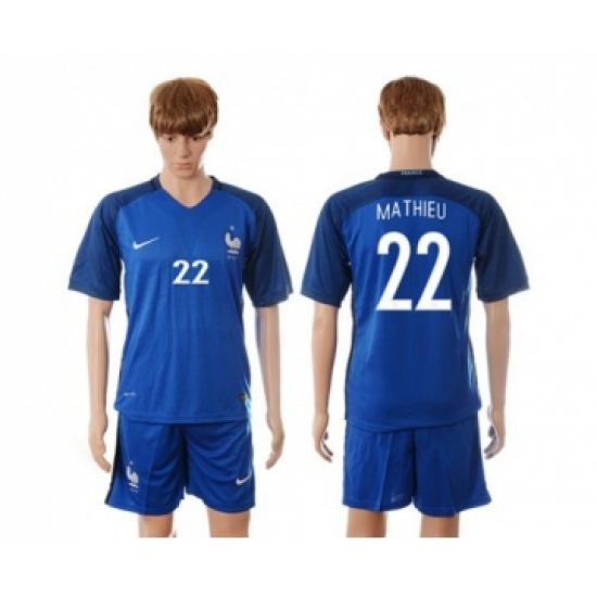 France 22 Mathieu Blue Soccer Country Jersey