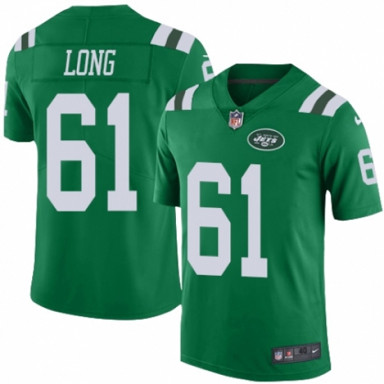 Men's Nike New York Jets 61 Spencer Long Elite Green Rush Vapor Untouchable NFL Jersey