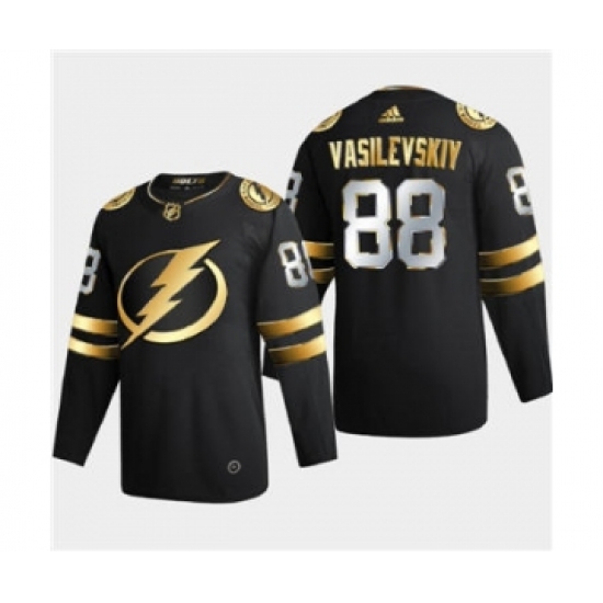 Men's Tampa Bay Lightning 88 Andrei Vasilevskiy Black Golden Edition Limited Stitched Hockey Jersey