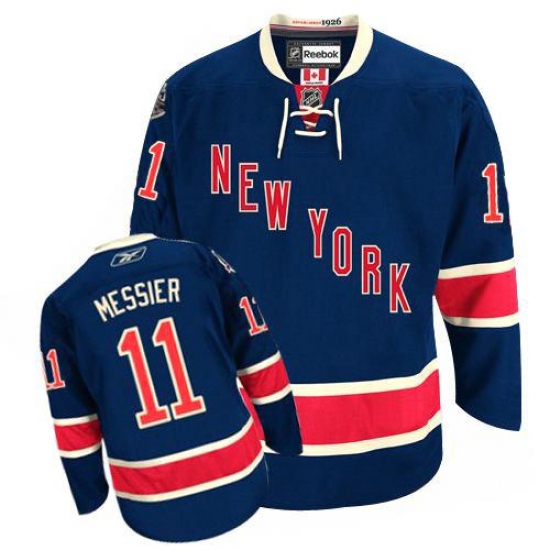 Men's Reebok New York Rangers 11 Mark Messier Authentic Navy Blue Third NHL Jersey