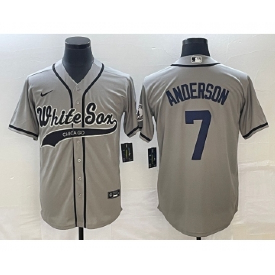 Men's Chicago White Sox 7 Tim Anderson Grey Cool Base Stitched Baseball Jersey