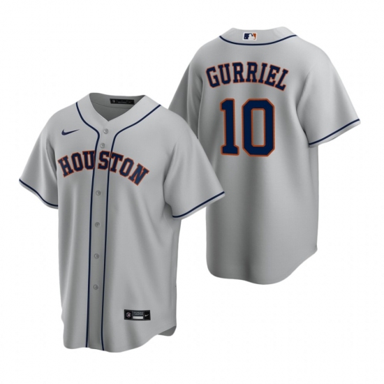 Men's Nike Houston Astros 10 Yuli Gurriel Gray Road Stitched Baseball Jersey