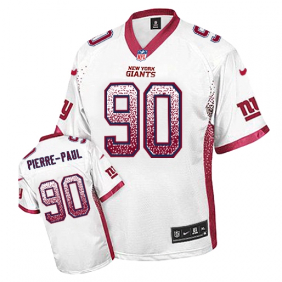 Men's Nike New York Giants 90 Jason Pierre-Paul Elite White Drift Fashion NFL Jersey