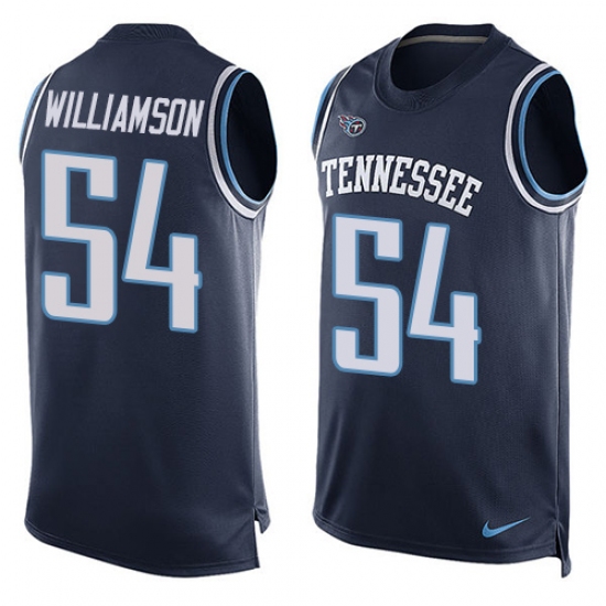 Men's Nike Tennessee Titans 54 Avery Williamson Limited Navy Blue Player Name & Number Tank Top NFL Jersey