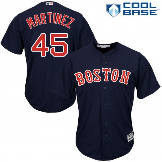 Youth Majestic Boston Red Sox 45 Pedro Martinez Authentic Navy Blue Alternate Road Cool Base MLB Jersey