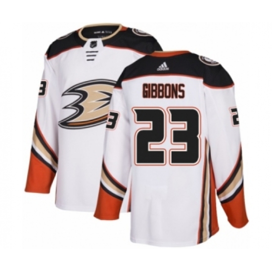 Men's Adidas Anaheim Ducks 23 Brian Gibbons Authentic White Away NHL Jersey