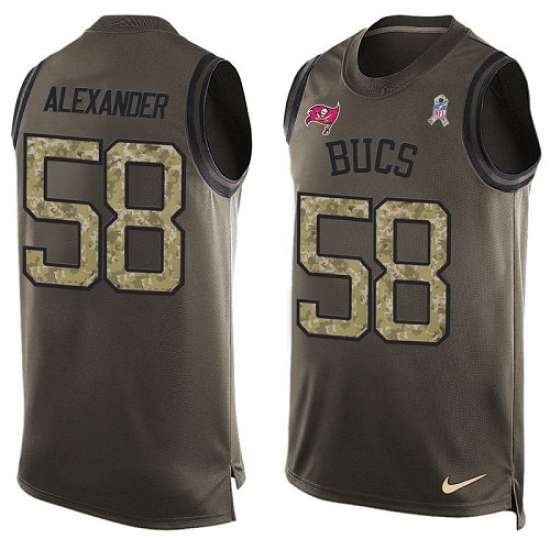 Men's Nike Tampa Bay Buccaneers 58 Kwon Alexander Limited Green Salute to Service Tank Top NFL Jersey