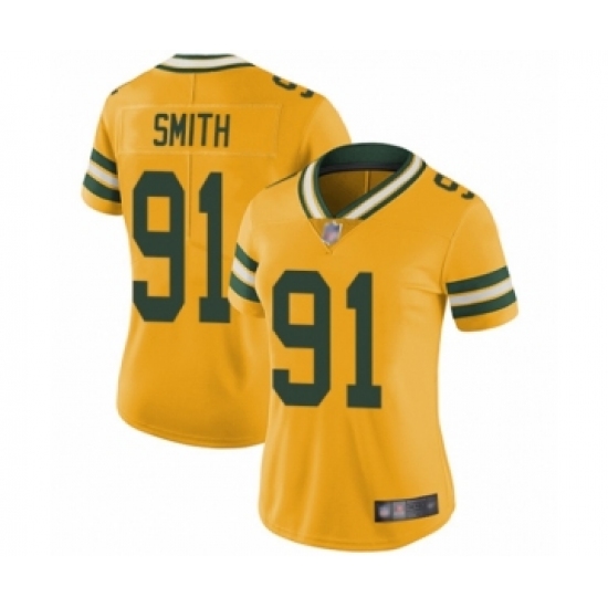 Women's Green Bay Packers 91 Preston Smith Limited Gold Rush Vapor Untouchable Football Jersey