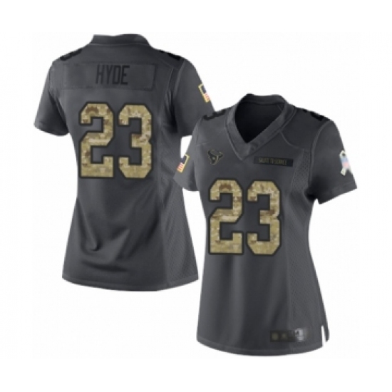 Women's Houston Texans 23 Carlos Hyde Limited Black 2016 Salute to Service Football Jersey