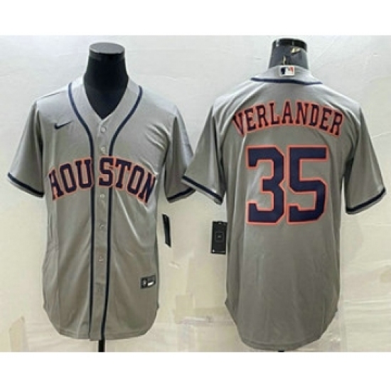 Men's Houston Astros 35 Justin Verlander Grey Stitched MLB Cool Base Nike Jersey