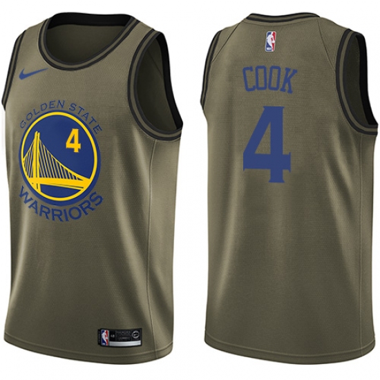 Men's Nike Golden State Warriors 4 Quinn Cook Swingman Green Salute to Service NBA Jersey