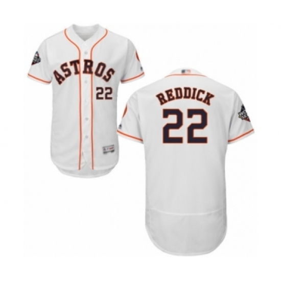 Men's Houston Astros 22 Josh Reddick White Home Flex Base Authentic Collection 2019 World Series Bound Baseball Jersey