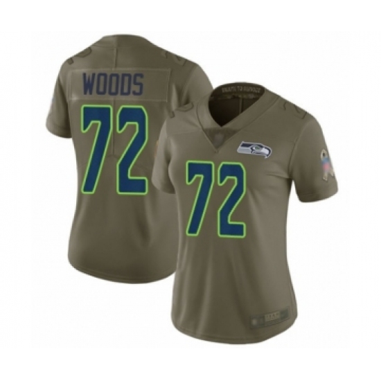 Women's Seattle Seahawks 72 Al Woods Limited Olive 2017 Salute to Service Football Jersey