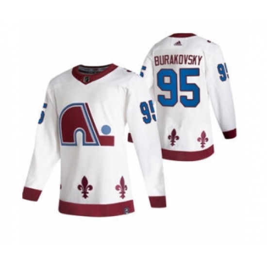 Men's Colorado Avalanche 95 Andre Burakovsky White 2020-21 Reverse Retro Alternate Hockey Jersey