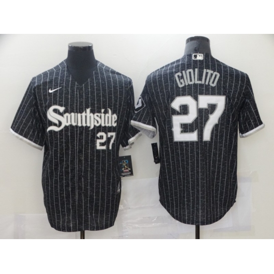 Men's Nike Chicago White Sox 27 Lucas Giolito Black Alternate Jersey