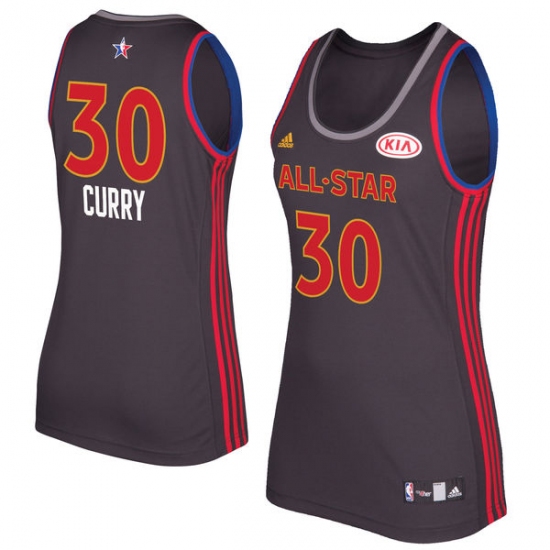 Women's Adidas Golden State Warriors 30 Stephen Curry Swingman Charcoal 2017 All Star NBA Jersey